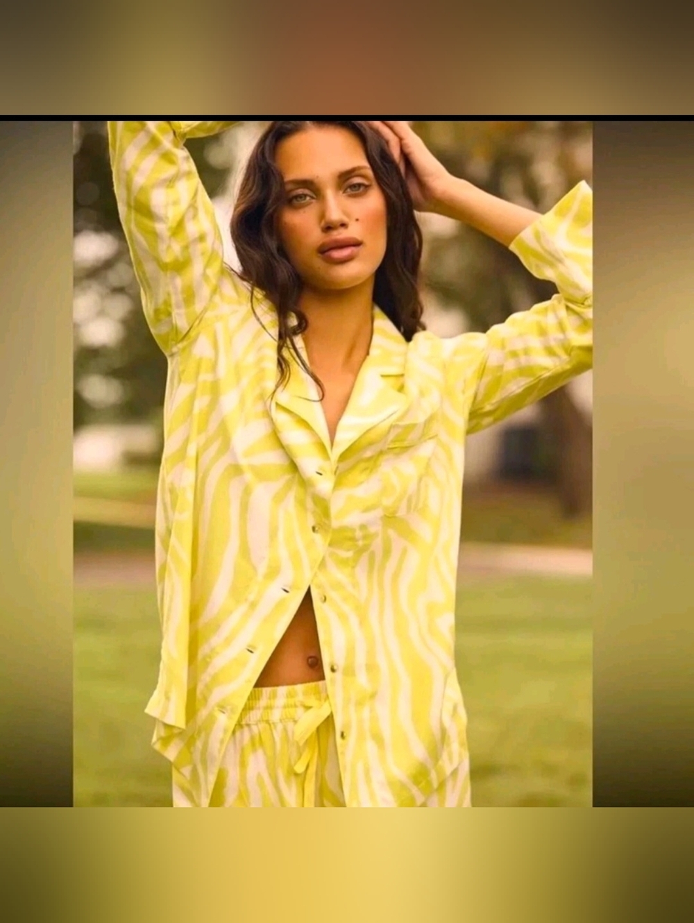 Anthropologie  Zebra Citron Chartreuse Animal Print PJ Top